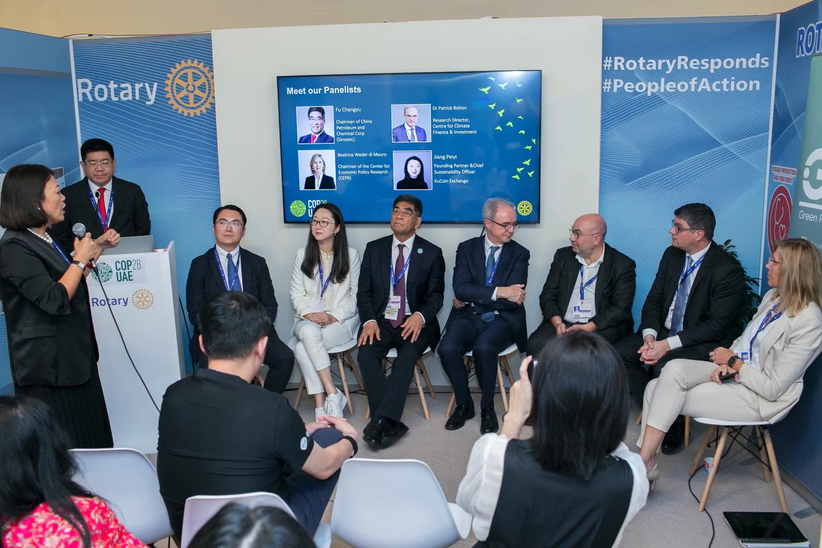 A COP28 climate and sustainability discussion with international participants